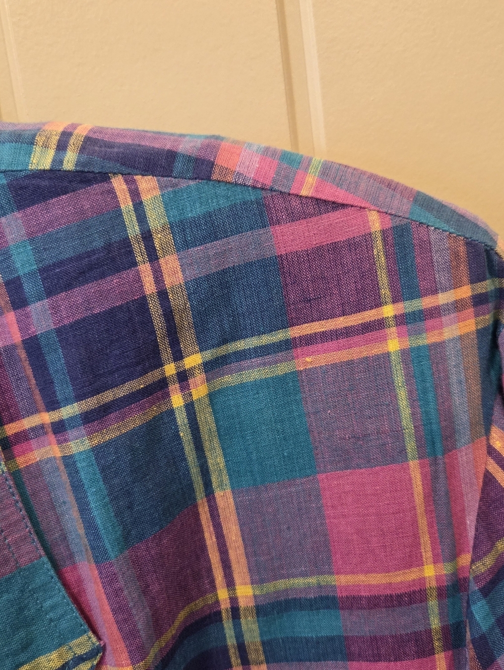 VTG Cathy Daniels Plaid Blazer Large Cotton 80s 90s Multi Color Madras Jacket - Picture 8 of 14
